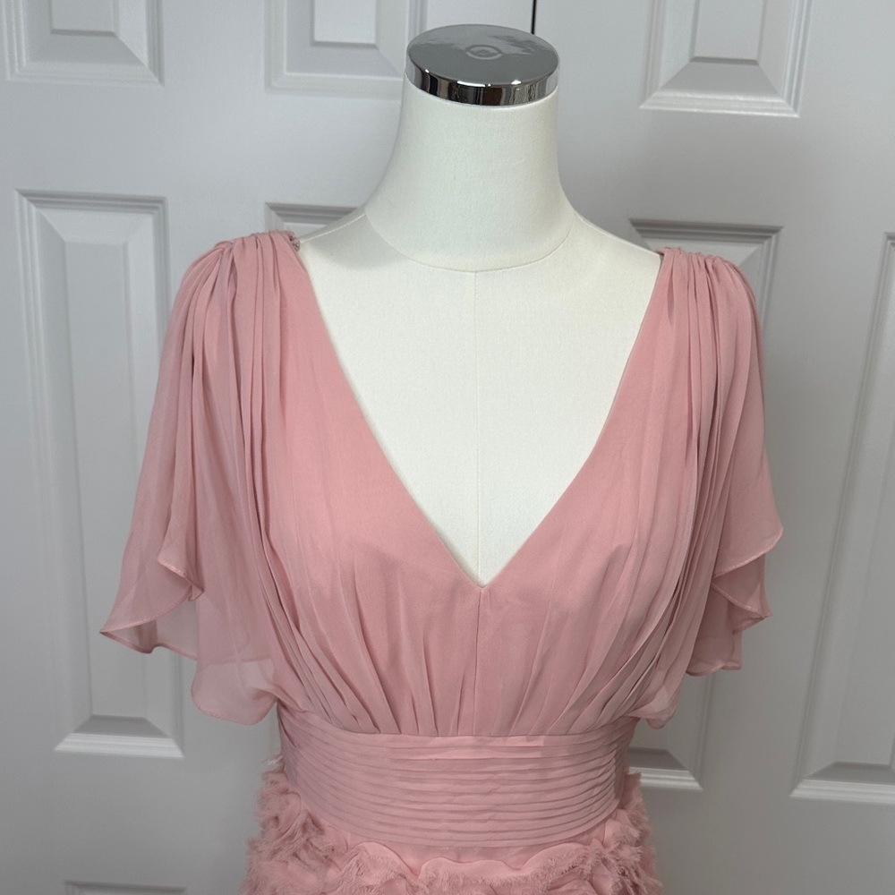JS Collections Blush Pink 3D  Floral Flutter Sleeve Wedding Guest Dress Size 8 - Picture 4 of 15